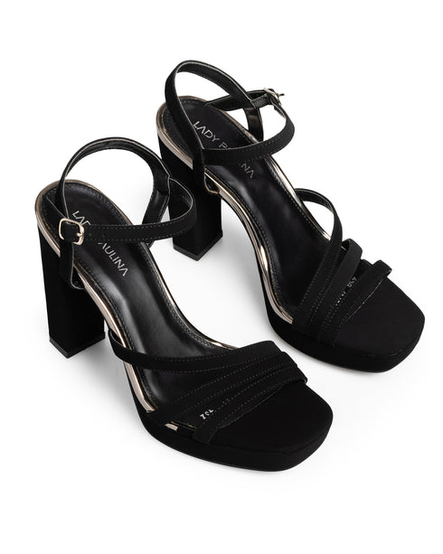 Sandalia Plataforma Negra Tiras 26101