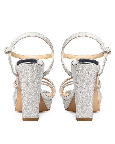 Sandalia Plataforma Plata Tiras 26101