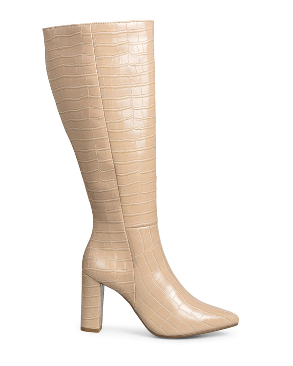 Bota Beige Croco Punta Picuda 26402