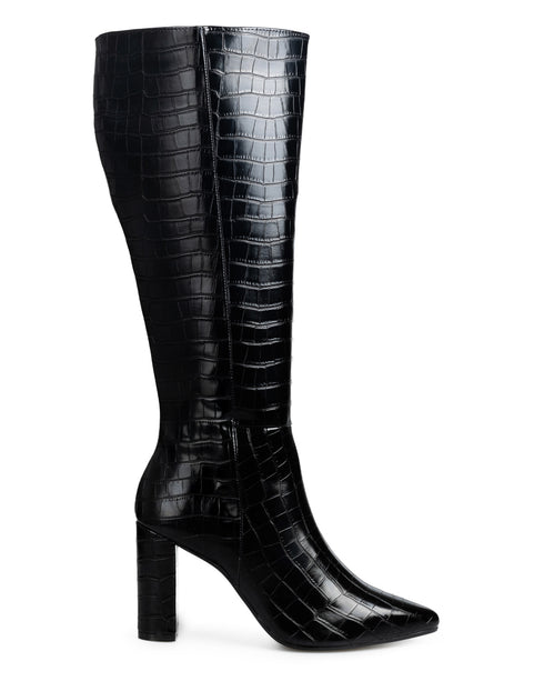 Bota Negra Croco Punta Picuda 26402