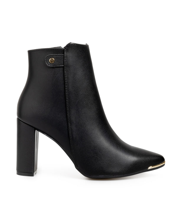 Botín Negro Liso Punta Oro 26409