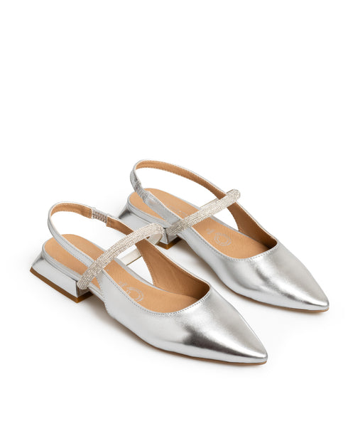 Flat Plata Slingback Tira Brillo 29408