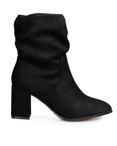 Botín Negro Con Tacón Corrugado 31106