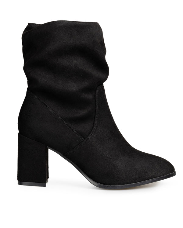 Botín Negro Con Tacón Corrugado 31106