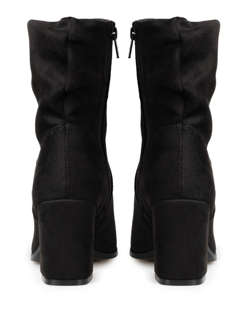 Botín Negro Con Tacón Corrugado 31106