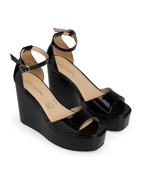 Plataforma Cuña Negra Ankle Strap 34002
