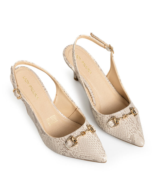 Zapatilla Slingback Beige Víbora 35504