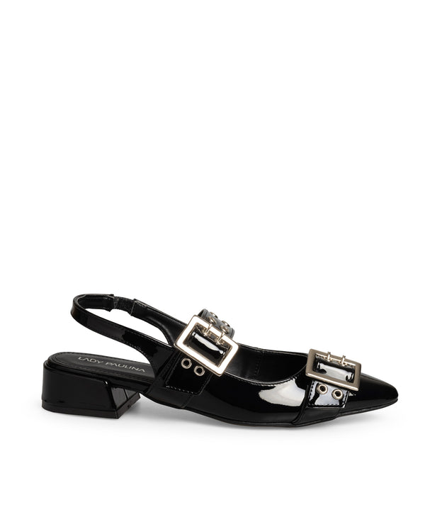 Zapatilla Negro Doble Hebilla 35602