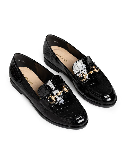 Mocasín Negro Croc Herraje 37105