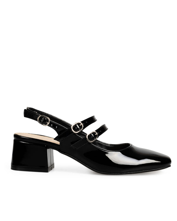 Gloss Slingback - Zapatilla Negra Doble Tira 37701