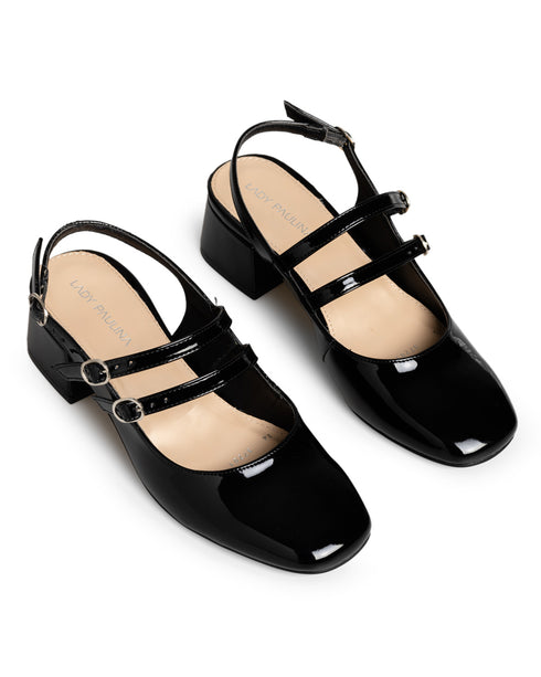 Gloss Slingback - Zapatilla Negra Doble Tira 37701