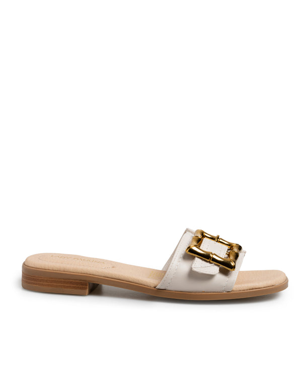 Sandalia Plana Latte Hebilla 38402