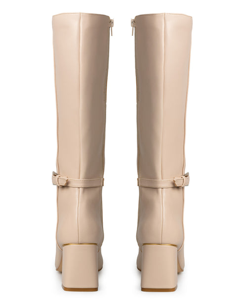 Bota Beige Con Correa Punta Cuadrada 39702