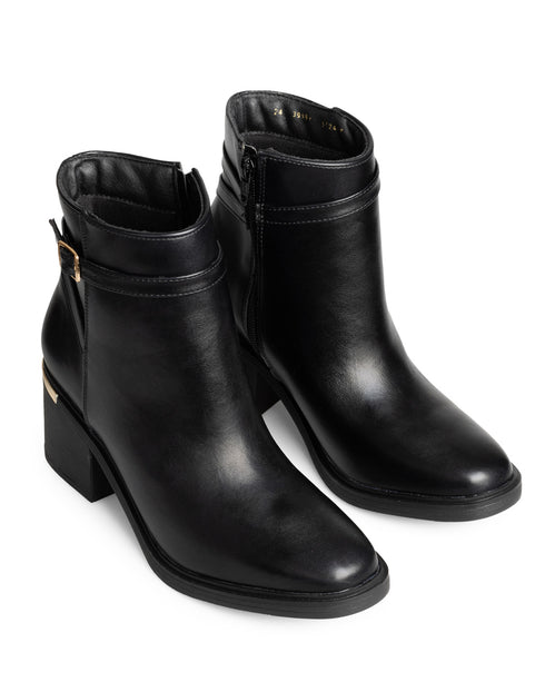 Botín Negro Tira Oro 39901