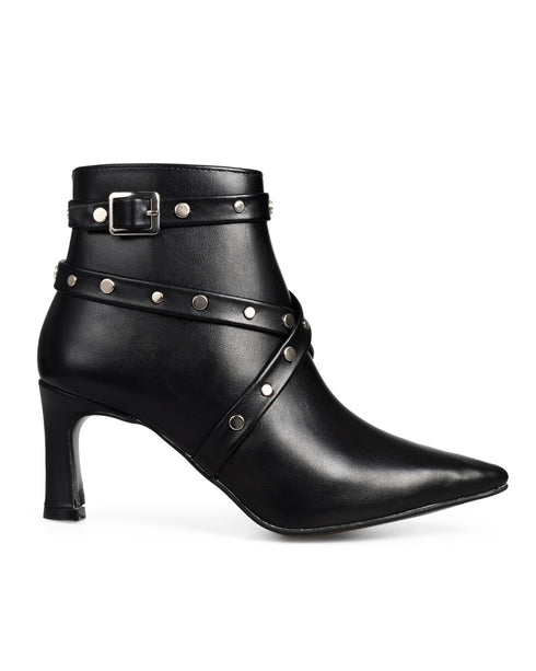 Botín Negro Picudo Tira Estoperoles 40102