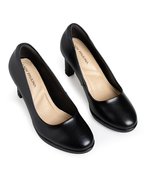 Zapatilla Negra Lisa Punta Redonda 40601