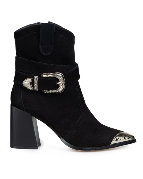 Botín Negro Hebilla Punta Metal 41012