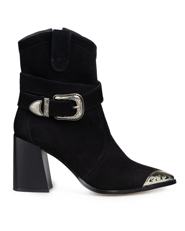 Botín Negro Hebilla Punta Metal 41012