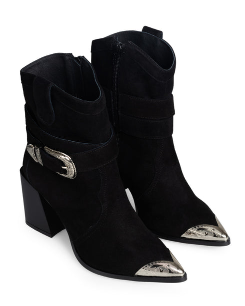 Botín Negro Hebilla Punta Metal 41012