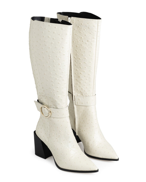 Bota Vaquera Blanca Hebilla 41025
