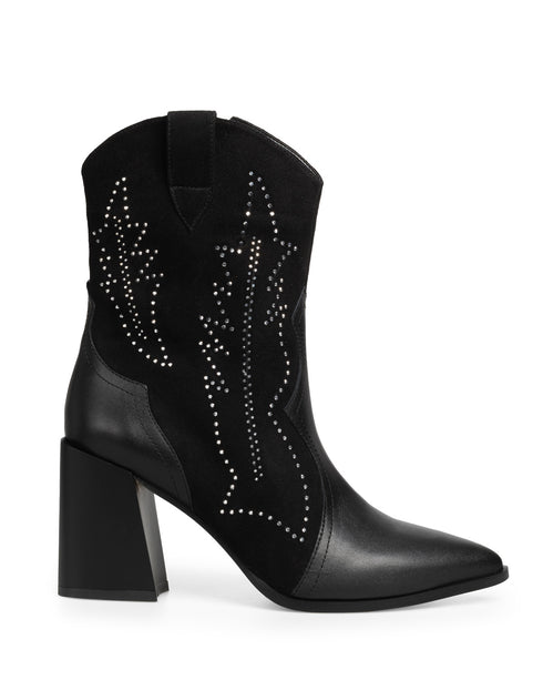 Bota Vaquera Negra Grabado Brillos 41008