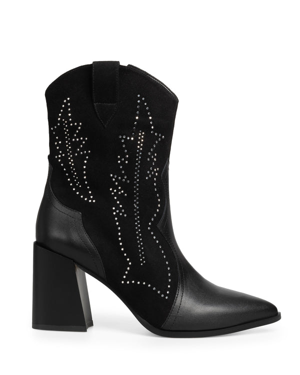 Bota Vaquera Negra Grabado Brillos 41008
