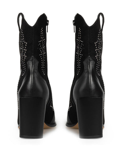 Bota Vaquera Negra Grabado Brillos 41008