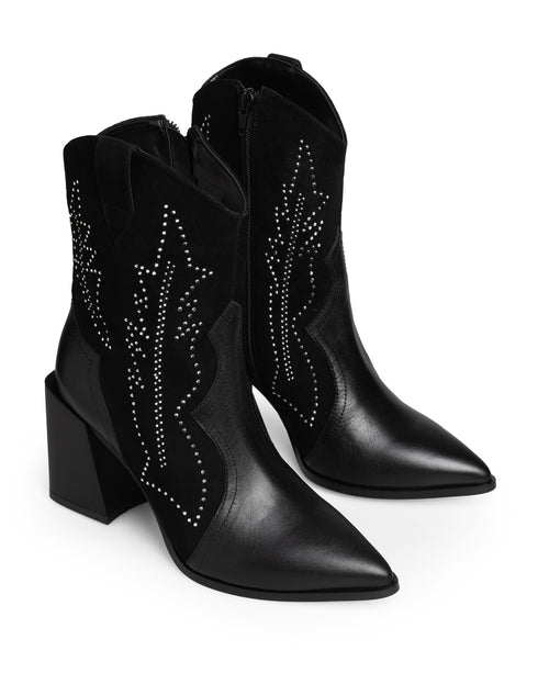 Bota Vaquera Negra Grabado Brillos 41008