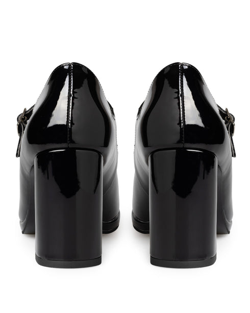 Zapatilla Negra Punta Redonda Con Correa 41201