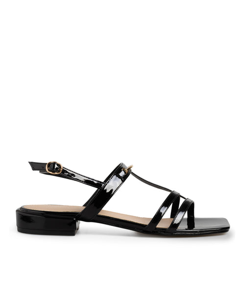 Sandalia Plana Negra T-Strap 42083