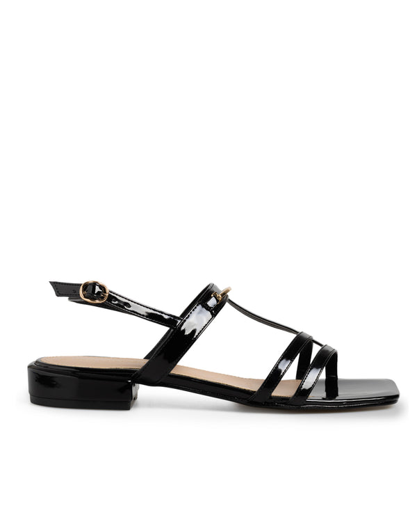 Sandalia Plana Negra T-Strap 42083