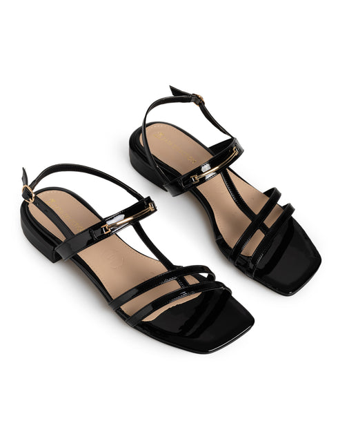 Sandalia Plana Negra T-Strap 42083