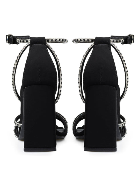 Sandalia Negra Brillos Ankle Strap 6001W