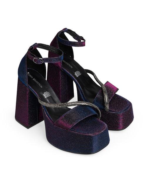 Plataforma Morada Glitter Ankle Strap 7500R