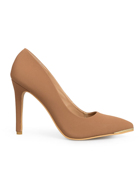 Zapatilla Camel Stilettos Tira Oro 79058