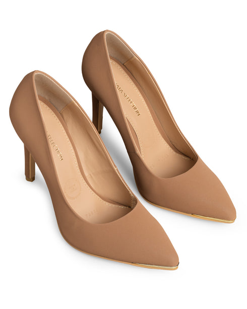Zapatilla Camel Stilettos Tira Oro 79058