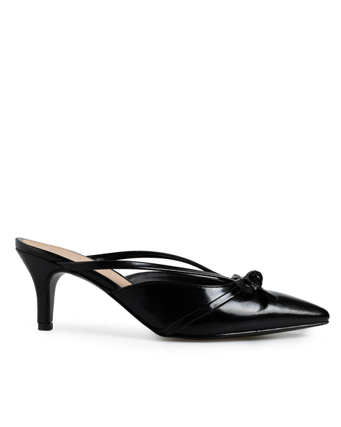 Zapatilla Negra Mule Moño 80042