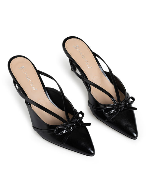 Zapatilla Negra Mule Moño 80042