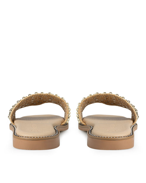 Sandalia Camel Tejida Estoperoles Oro 907KR
