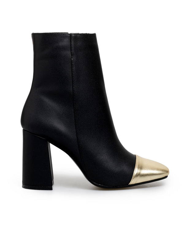 Botín Negro Liso Punta Oro 93041