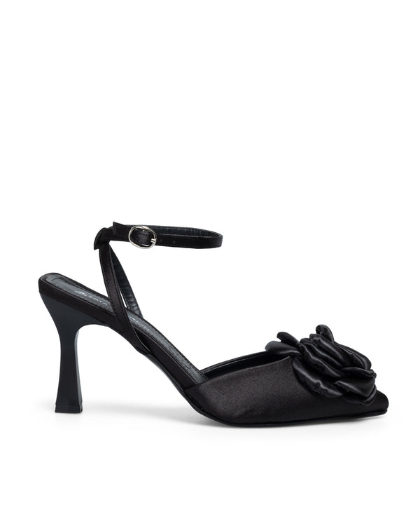 Zapatilla Negra Picuda Flor 98014