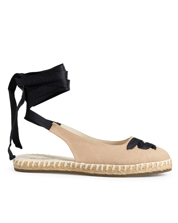 Balerina Beige Lace Up Negro 9980F