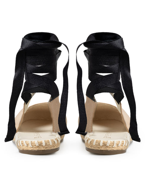 Balerina Beige Lace Up Negro 9980F