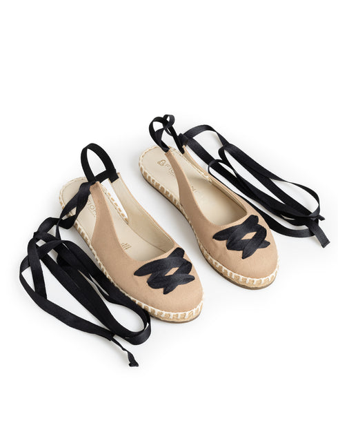 Balerina Beige Lace Up Negro 9980F