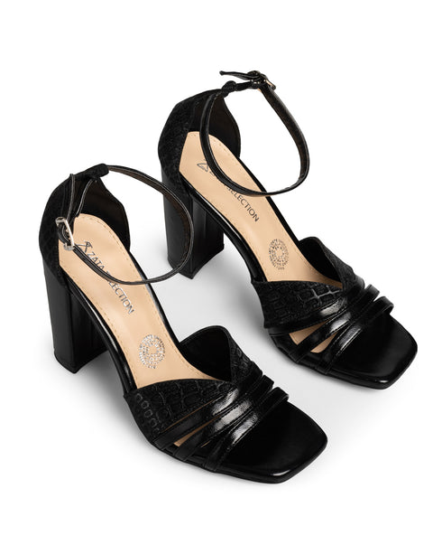 Sandalia Negra Ankle Strap Tiras 1-1120