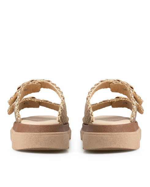 Sandalia Tejida Oro Rosado Doble Hebilla 2101