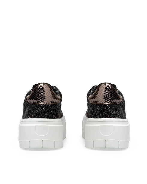 Tenis Negro Glitter Suela Blanca 7002SH