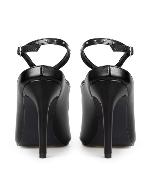 Zapatilla Negra Tira Con Estoperoles 10104