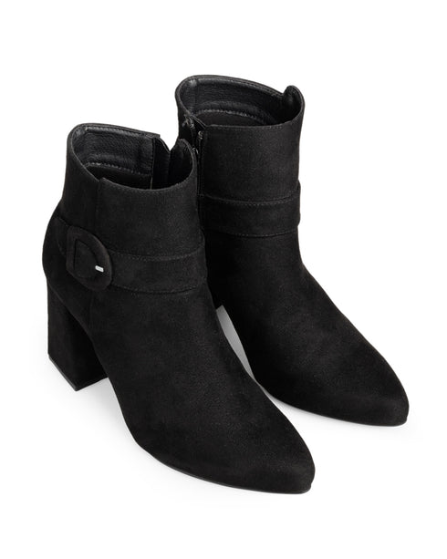 Botín Negro Hebilla Tacón Cuadrado 10201KR