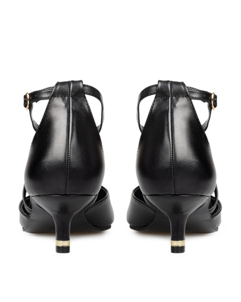 Zapatilla Negra Kitten Heel Tiras Cruzadas 10356